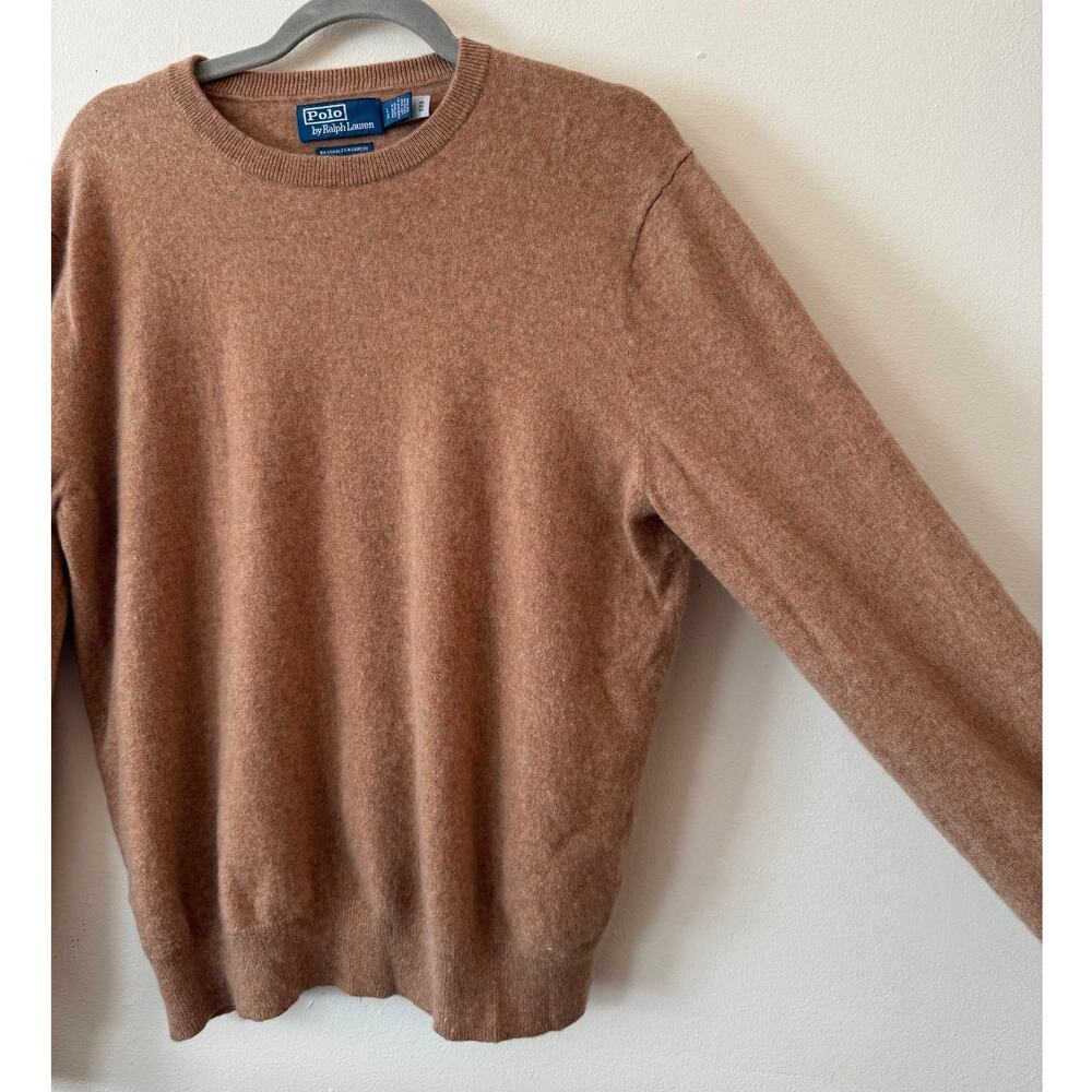Polo Ralph Lauren Washable Cashmere Crewneck Sweater Camel Brown Size L